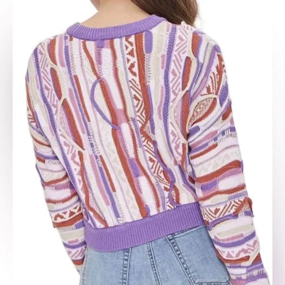 Forever 21|Vintage coogi style grandpa sweater,Colorful pastel & textured•LARGE